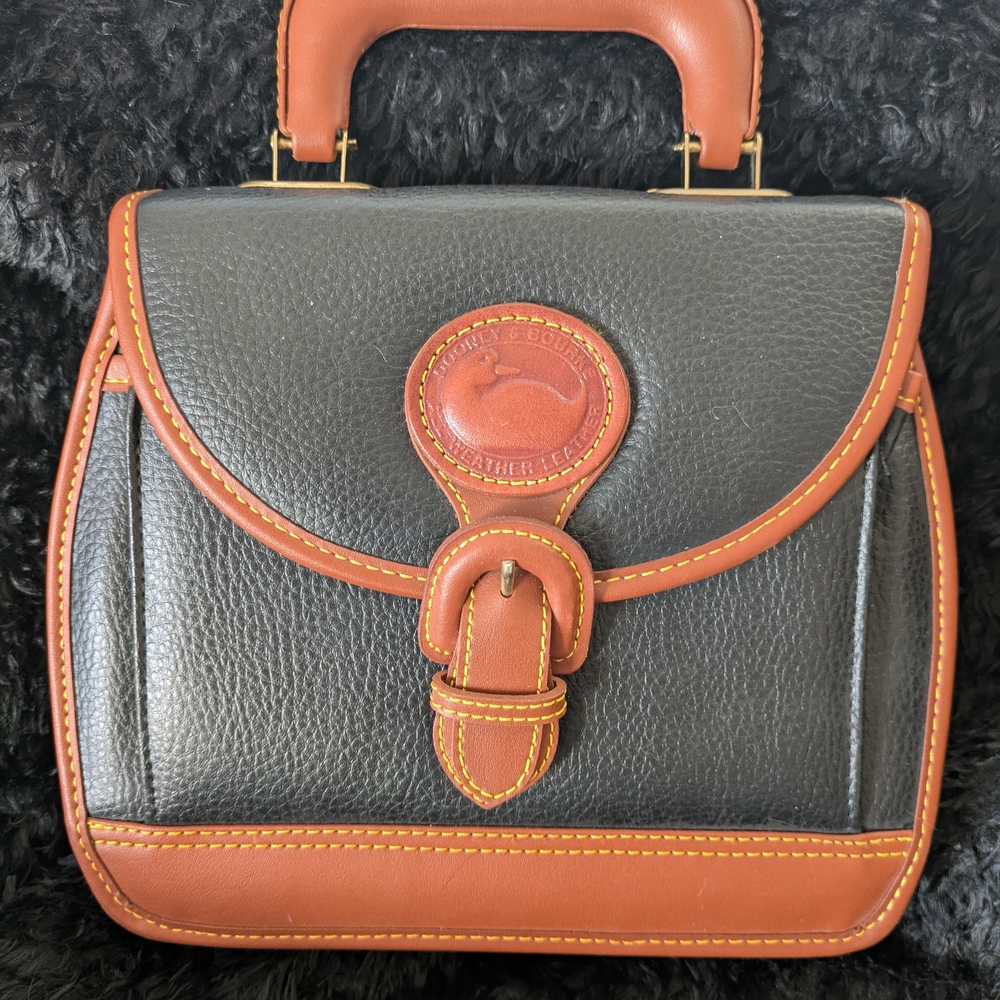 Dooney & Bourke Black and Brown Leather Satchel